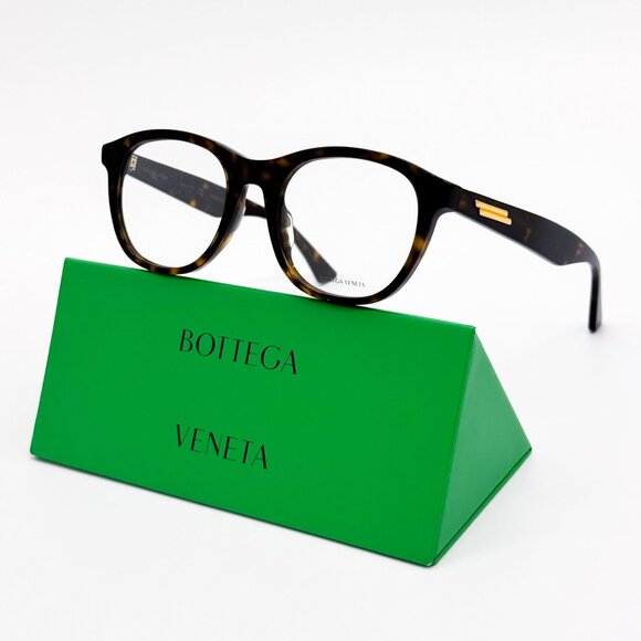 NEW BOTTEGA VENETA EYEGLASSES BV1130OA 002 HAVANA ROUND WOMEN EYEWEAR - Picture 1 of 8